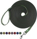 Hi Kiss Dog/Puppy Obedience Recall Training Agility Lead - 15ft 20ft 30ft 50ft 100ft Training Leash - Great for Training, Play, Camping, or Backyard(30ft,Black_Green)