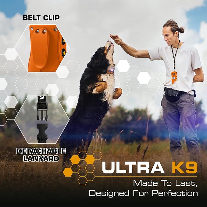 INVIROX Dog Shock Collar [Ultra K9] 124 Training Levels, 4 Powerful Modes with Night-Light and ¾ Mile Range 100% Safe Dog Training Collar for Large Dogs IP67 Waterproof