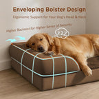 Comfort Expression Orthopedic Dog Bed for Medium Size Dog with Bolster | Waterproof Dog Couch Bed with Washable Cover & Non-Slip Bottom, Supportive Egg Crate Foam Medium Pet Bed, 30x20 Inch