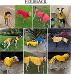 Greyhound Whippet Raincoat Waterproof with Reflective Stripe high Neck fit for Italian Greyhounds Whippets Long Back Breeds - Red - M