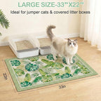 Glittme Cat Litter Mat with Non-Slip Bottom Litter Box Mat 33"X22" Litter Trapping Mat Easy to Clean Washable Cat Food Mat for Kitty,L