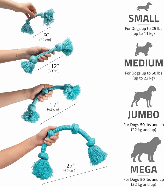 Playology Dog Toys | Dri-Tech Rope Tug of War Dog Toy for Tough Chewers | Peanut Butter Scented Medium Tug Rope Toys for Dogs