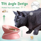Hushee 4 Pcs Ceramic Raised Cat Food Bowls Elevated Tilted Dish Anti Vomiting Food or Water Bowls Pet Supplies