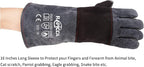 RAPICCA Animal Handling Gloves, Bite Proof Double Leather, 16 in Grey-Black | For Dog, Cat, Bird, Falconry, Snake & Reptile Handling; Vets, Groomers & Animal Control Teams