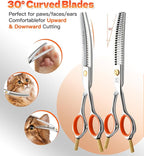 6" Small Curved Chunker Scissors, Japanese 440C Steel with Safety Round Tips, Lightweight Pet Grooming Shears for Professional Face, Paws & Body Contouring