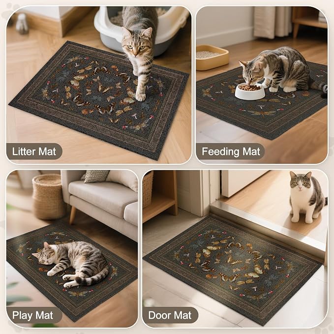 Unicorn Catcher 24"x15" Cat Litter Mat Non-Slip Washable Litter Box Mat | High-Density PVC Litter Catcher Mat Efficiently Traps Scattered Litter From Paws To Keep Floors Clean