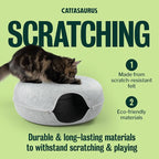 Peekaboo Cat Cave Donut for Multiple & Large Cats up to 30-45 lbs, 3-in-1 Self Warming Cat Bed, Tunnel & Scratcher for Indoor Cats, Washable & Detachable Small Dog Bed (Light Gray, Jumbo)