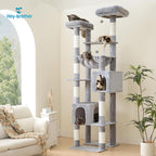 Hey-brother Cat Tree Tower with Multi-Level Duty Scratching Posts, 0MPJ039W | 80.7 Inches XL Cat Furniture with Large Platforms, Cozy Condos, Big Hammock, Toy Balls for Indoor Adult Cats, Light Gray