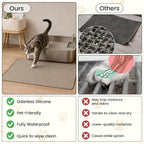 Cat Litter Mat, 23.5x16 Silicone Trapping Mat Beige | for Kitty Litter Box, Easy Clean, BPA Free Rubber, Center Litter Collection, Easy Pour-Back, Waterproof, Odor-Resistant