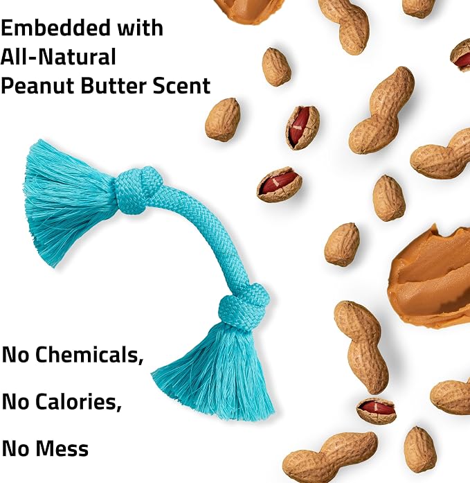 Playology Dog Toys | Dri-Tech Rope Tug of War Dog Toy for Tough Chewers | Peanut Butter Scented Medium Tug Rope Toys for Dogs