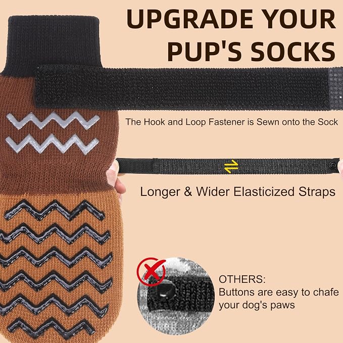 Dog Socks Shoes for Hot Pavement to Prevent Licking Paws, Summer Anti Slip Pet Booties with Grip Traction Control for Hardwood Floors, Grippy Boots & Paw Protectors for Small Medium Large Senior Dogs