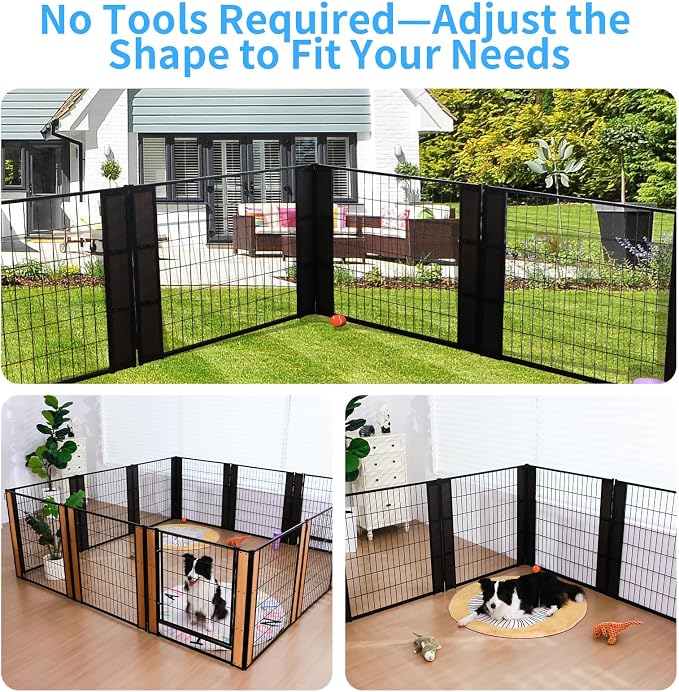 Furniture Style Dog Playpen 32" H, 2 Panels, Black | Indoor/Outdoor Use, Heavy-duty Metal, DIY Layouts, Easy Access, For Small & Medium Dogs, Easy setup