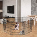Puppy Pet Playpen 8 Panel 24 Inch Indoor Outdoor Metal Portable Folding Animal Exercise Dog Fence Ideal for Pet Animals Dog Cat Rabbit Breed Puppy (24" x 24" x 8) | Rustproof 8-panel metal playpen with door folds flat, sets up tool-free, and forms mult...