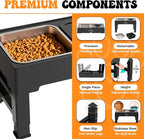 Elevated Dog Bowls, Raised Dog Bowl Stand with 4 Adjustable Heights, Stainless Steel Food Bowl & No-Spill Water Bowl – Dog Bowls Elevated for Small, Medium & Large Dogs