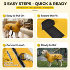 PU Dog Raincoat, Non-Toxic & Odorless Waterproof Vest, Adjustable High Neck and Hook & Loop Belly Closure for Rainy Potty Breaks & Wet Weather Outdoor Walks (Yellow, XXX-Large)
