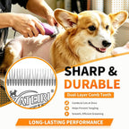 Size 15 Detachable Pet Grooming Clipper Blade with Ceramic Cutter, 1.2mm 3/64 Inch Cut Length, Silver, Compatible with Andis, Oster A5, Wahl KM10, 3 Pack