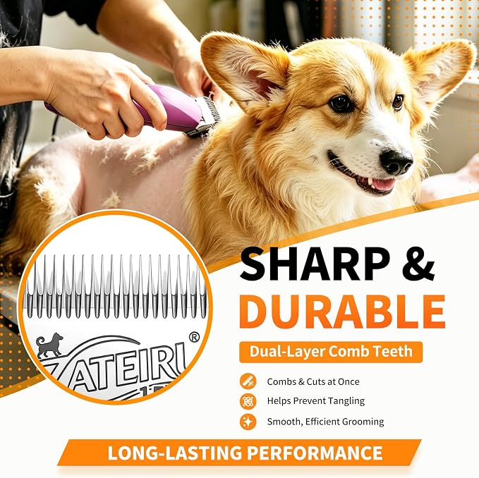 Size 15 Detachable Pet Grooming Clipper Blade with Ceramic Cutter, 1.2mm 3/64 Inch Cut Length, Silver, Compatible with Andis, Oster A5, Wahl KM10, 3 Pack
