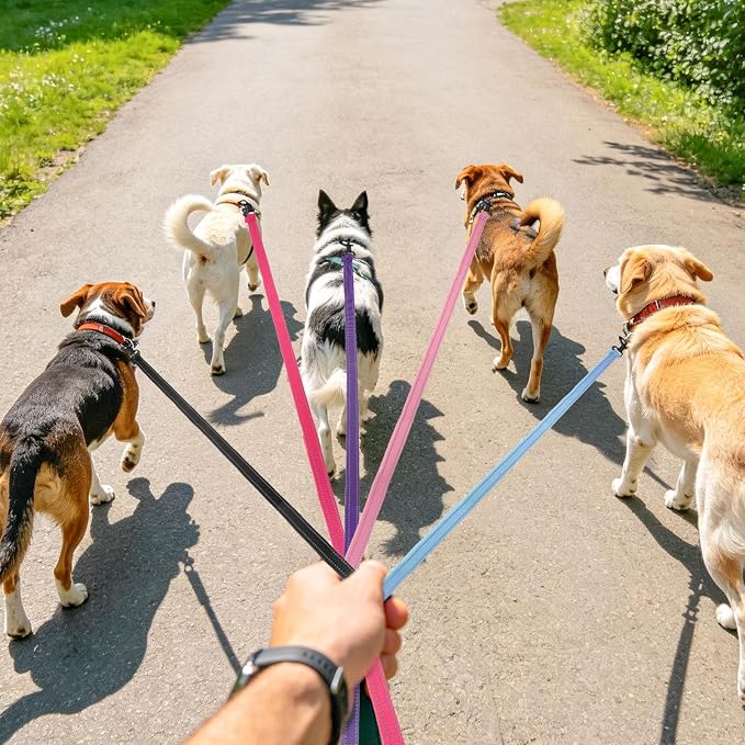 BEAUTYZOO Dog Leash 6 Pack, 5FT Pet Leash with Reflective Thread, Soft Padded Handle Thick Lead Leashes for Large Medium Dogs Small Puppy