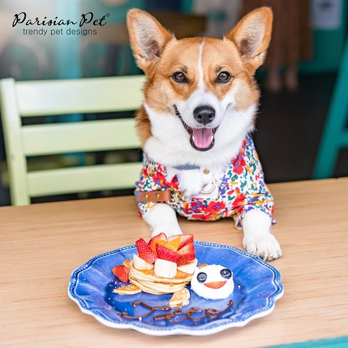 Parisian Pet Floral Dog Shirt - Cotton Clothes for Small Dogs - Stylish Dog Beach Outfit - Lightweight and Soft Puppy Clothes - Trendy Camp Tshirts for Dogs - Comfortable Summer Vacation Pet Apparel