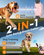 2-in-1 Dog Bark Collar & Training Collar with Remote, 4500FT Range | Shock Collar with Automatic Anti-Bark Control, IPX8 Waterproof Receiver, LED Light, and Adjustable Fit for All Breed