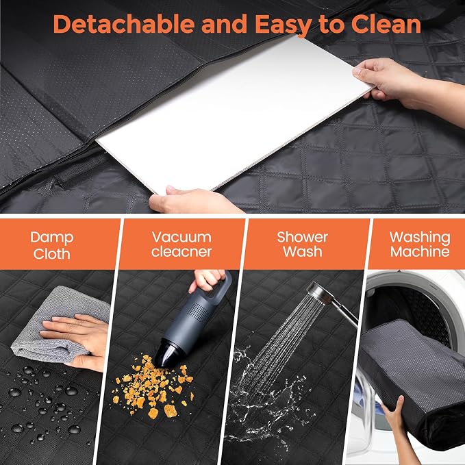 Dog Seat Cover for Back Seat,Hard Bottom Car Seat Cover for Dogs | Back Seat Extender for Dogs Holds 500lbs,Waterproof Rear Seat Pet Cover,Dog Hammock Travel Accessories for Car,SUV,Truck