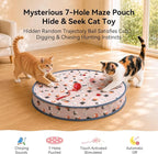 Cheerble Interactive Cat Toys 2 in 1, Automatic Moving Cat Ball with Tail & 7 Holes Play Mat, Hide and Seek Mouse Catching Game for Indoor Cats, Motion Activated Rechargeable Chirping Kitten Toys