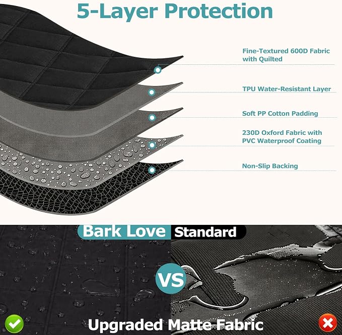 Bark Lover Dog Car Seat Covers for Back Seat, Spill-Resistant Car Seat Protector for Dogs Hammock for Cars Trucks SUV, Full Coverage Protection for Your Vehicle Interior