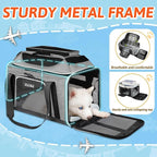 Petskd Top-Expandable Small Pet Carrier 17"x12"x8.5" Airline Approved | for JetBlue/Frontier/Spirit Airlines, Lockable Safety Zippers and Anti-Scratch Mesh, Soft-Sided, Pets Under 8 Lbs, Grey