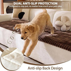 FUANGUI Waterproof Couch Cover Sofa Cover for Dogs and Pets Sofa Protector | Non-Slip Washable Fuzzy Soft Cat Bed Sofa Slipcover for 2-3 Cushion Couch Sofa Pet Friendly, Camel, 27.6" x 94.5", 1 pcs