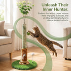 Cat Scratching Post 39'' Tall with Interactive Ball & Mouse Hole | For Indoor Adult Cats, Sisal Rope Cat Tree Tower. Kitty Scratcher Furniture with Artificial Grass Tree for Kittens Cat Toys