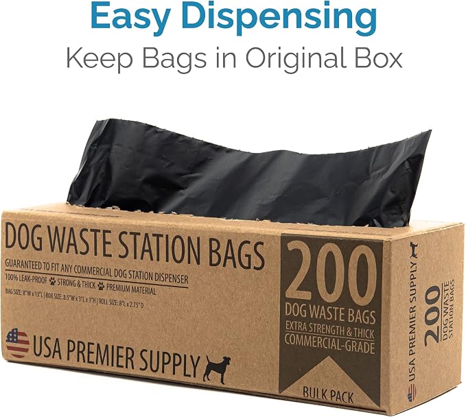 Dog Poop Bags Bulk - Dog Waste Station Refills (40 Boxed Rolls, 8000 Total) - Great Value, Doggie Poop Bags - Leak-Proof, Strong, Durable & Thick - Approved to Fit Any Commercial Dispenser