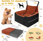 Dog Car Seat for Medium/Large Dog Booster Seat Under 60 lbs or 2 Small Dogs, Multi-Functional Pet Car Seat with Thick Cushion, 2 Safety Leashes (Black/Red Brown, Medium)