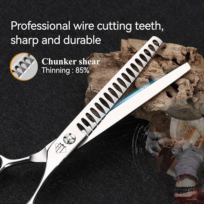 Dog Grooming Scissors: 5 IN 1 Professional Grooming Scissors for Pet High Precision CNC-Cut Blades, Silver