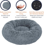 Donut Dog Bed - Premium Comfort for Anxiety Relief - Fluffy & Calming Design with Ultra-Plush Support | Cozy Round Dog Bed with Super Soft Circle Style (Dark Grey, Small)