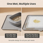 Cat Litter Mat, XL 40"x29.7" Silicone Litter Box Mat, Tilted Drain Spout | Litter Mat Fit 1-2 Boxes, Extra Wide Kitty Litter Mat, Waterproof Urine Proof, Non-Slip, Easy to Clean, High Edge