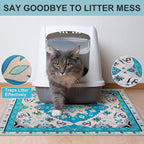 BEAUTYZOO Cat Litter Mat Litter Trapping Mat, 32"x 45" Large Litter Box Mat, Waterproof Kitty Litter Mat, Non-Slip Litter Rug Mats Pads for Floor Scatter Control, Soft on Paws & Easy to Clean, Blue