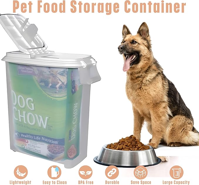 Buddeez Airtight Rolling Pet Food Storage Container, Bird Seed, 50 Quart | For dog food, cat food or bird seed, Rolling bin for easier movement