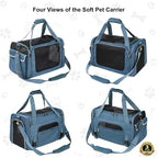 EliteField Deluxe Soft Pet Carrier for Cats and Dogs (3-Year Warranty) | Airline Approved, Waterproof Fabric, Scratch-Resistant Mesh, Expandable Mat, Built-In Leash, Suitcase Sleeve, Seat Belt Loops