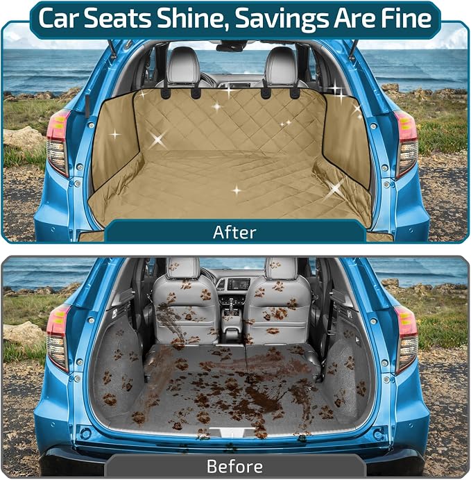 Veckle SUV Cargo Liner for Dogs - Trunk Cover with Bumper Flap Protector | Waterproof Pet Cargo Cover with Side Flaps, Dog Car Seat Cover with Non-Slip Trunk Mat, Prevents Scratches Pet Hair Mud Dirt
