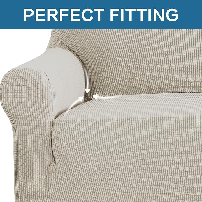 H.VERSAILTEX Stretch Extra Large Sofa Covers Sofa Slipcovers for Living Room Feature Thick Checked Jacquard Fabric with Elastic Bottom, Sofa X-Large - Island Fossi