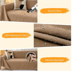 Deep Dream Cat-Scratch Resistant Couch Cover, Waterproof Sofa Cover for 3 Cushion Couch Washable, Pet Friendly Couch Protectors Anti Slip Thickened Sofa Slipcovers for Dogs Pets, 91" x 150", Brown