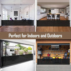 185" Extra Long Baby Gates for Large Openings, Retractable Dog Gate, Black | Indoor/Outdoor Retractable Gate for Garage/Deck/Living Room, Space-Saving, Easy to Use Safety Lock, Sturdy Mesh, Easy Install
