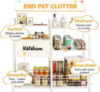KAFAHOM Dog Toy Basket, Large Dog Toy Bin with Can Dispenser, Pet Toy box with Storage Shelf, Dog Stuff with Collar Leash Holder Rod, Ultimate Pet Furniture & Essentials, Dog Lover Gifts