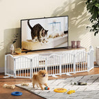 Snughome 2 Pack Short Dog Gate Indoor, 16" High Freestanding Small Dog Gates with Support Feet, Expand Up to 48’’Wide Foldable Pet Gate for Doorway, 8 Panel Pet Door Pet Fence for Puppy, White