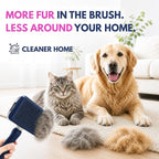 Self-Cleaning Flexible Neck Slicker Brush for Dogs & Cats, Grooming Brush for Deeper Reach with Long Stainless Steel Bristles, Deshedding & Detangling, Daily Use for Sensitive Skin