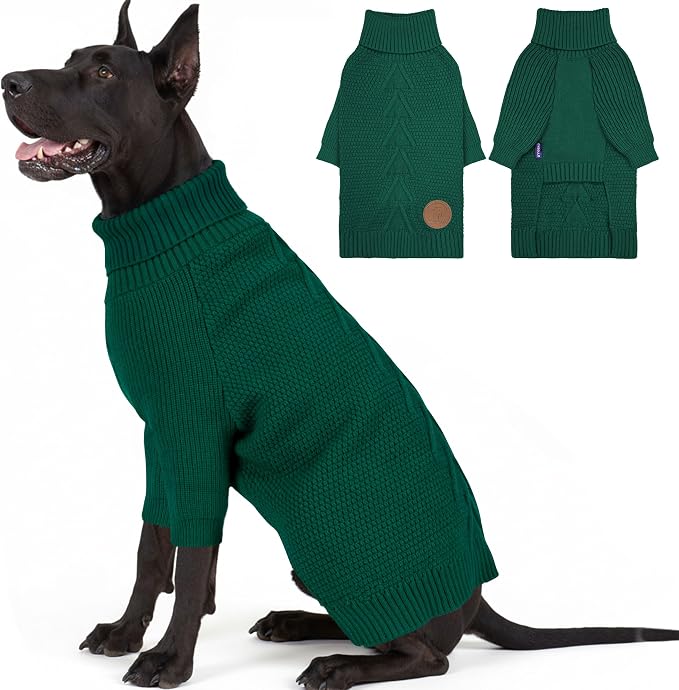 cyeollo Dog Sweater Long Sleeve Knitted Turtleneck Pullover Warm Clothes | Ultra Soft Warm Knit, Full Coverage, 4-Way Stretch for Easy Movement, Easy On & Off, Winter Daily Wear for Small Dogs