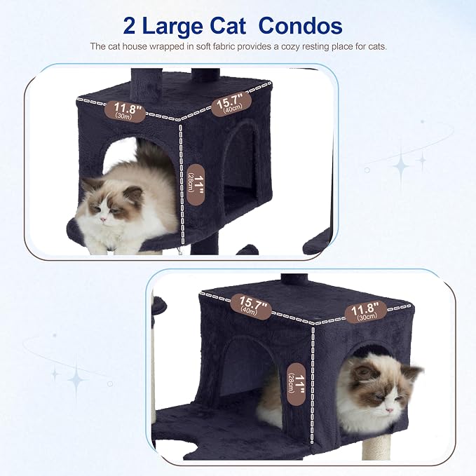 Gitelsnour Cat Tree, Cat Tower with Sturdy Steel Tube, Large Perch GCT024G | 70.5'' Cat Furniture with Scratching Post, Hammock, Basket and Big Platform for Indoor Cats Large Adult, Drak Gray