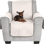 Furhaven Water-Resistant & Reversible Chair Cover Protector for Dogs, Cats, & Children - Two-Tone Pinsonic Quilted Living Room Furniture Cover - Gray/Mist, Chair