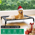 Elevated Dog Bed Raised Outdoor Dog Cot for Extra Large Dogs, Installation Requires No Tools, Frame with Washable Cooling Breathable Mesh Anti-Slip Feet, Indoor Pet Bed, Black, 48.8 Inches