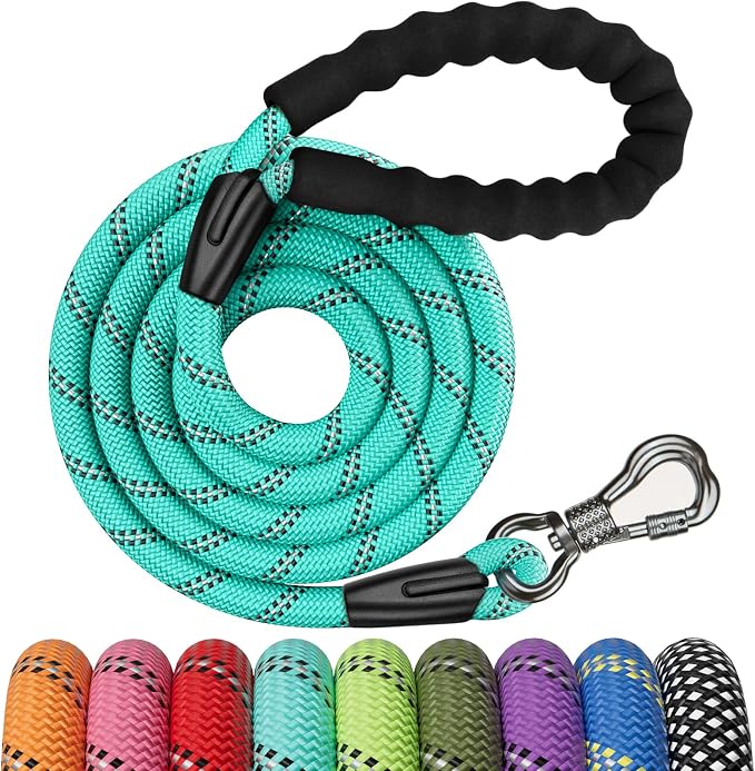 NTR 8FT Heavy Duty Dog Leash, Rope Dog Lead with Swivel Lockable Hook and Comfortable Padded Handle, Cat Puppy Leash Lead for Small Medium Large Dogs Training, Playing, Camping,or Backyard